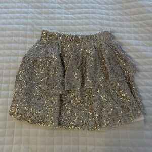 Zara Girls Gold Sequin Mini Skirt Size 8